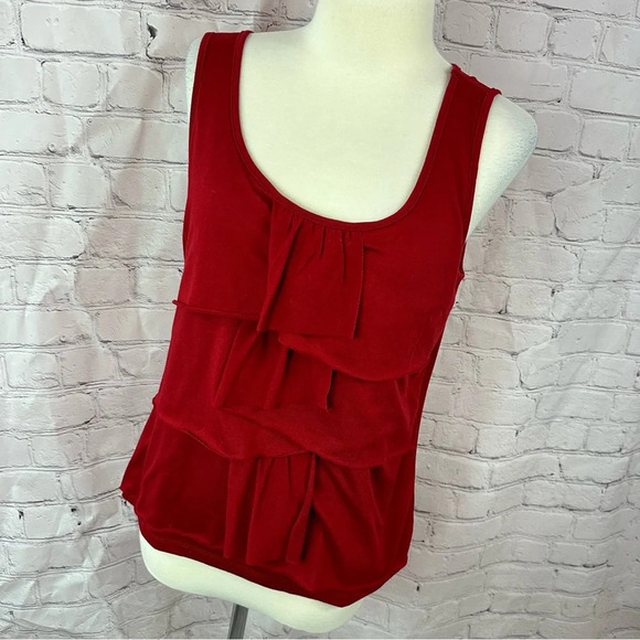Talbots Tops - talbots deep red sleeveless tank shell layering sz petite large ruffles